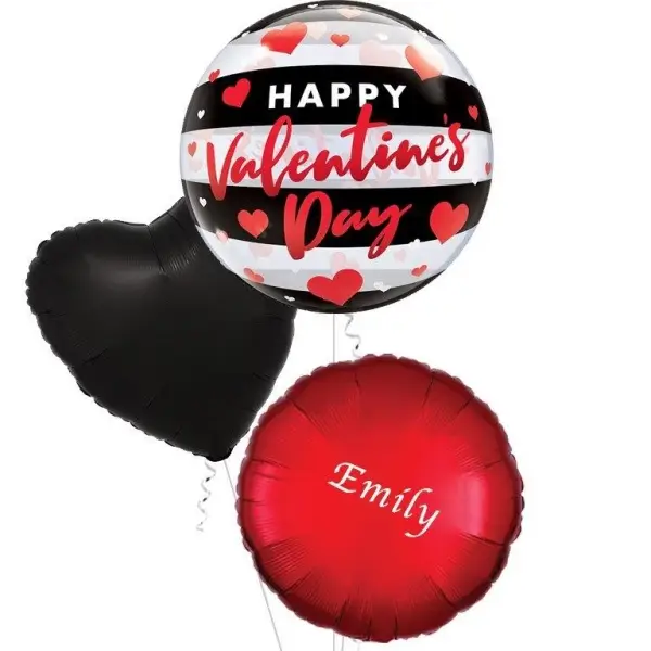 Valentine’s Black Stripe Bubble Balloon