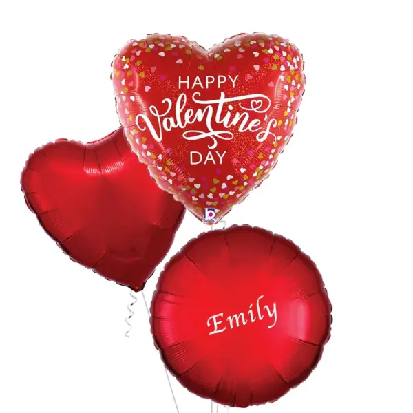 Valentine Confetti Hearts Foil Balloon