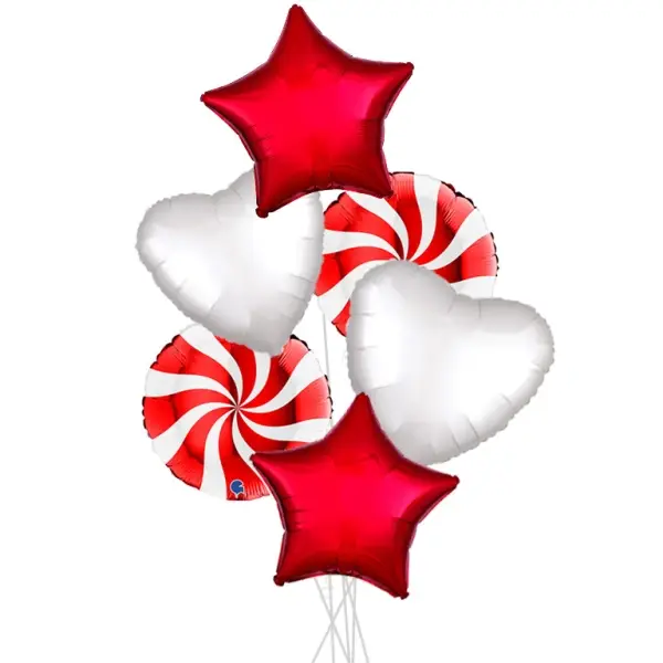 Red and White Spiral Party Mix Bouquets