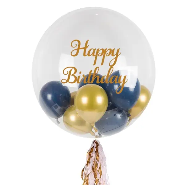 Personalised Boutique Navy and Gold Double Balloons