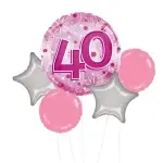 Large Pink Happy 40th Birthday Clearview Balloon