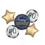 Navy Geometric 40th Birthday Balloon Bouquet