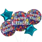 Happy Birthday Irridescent Dots Foil Balloon